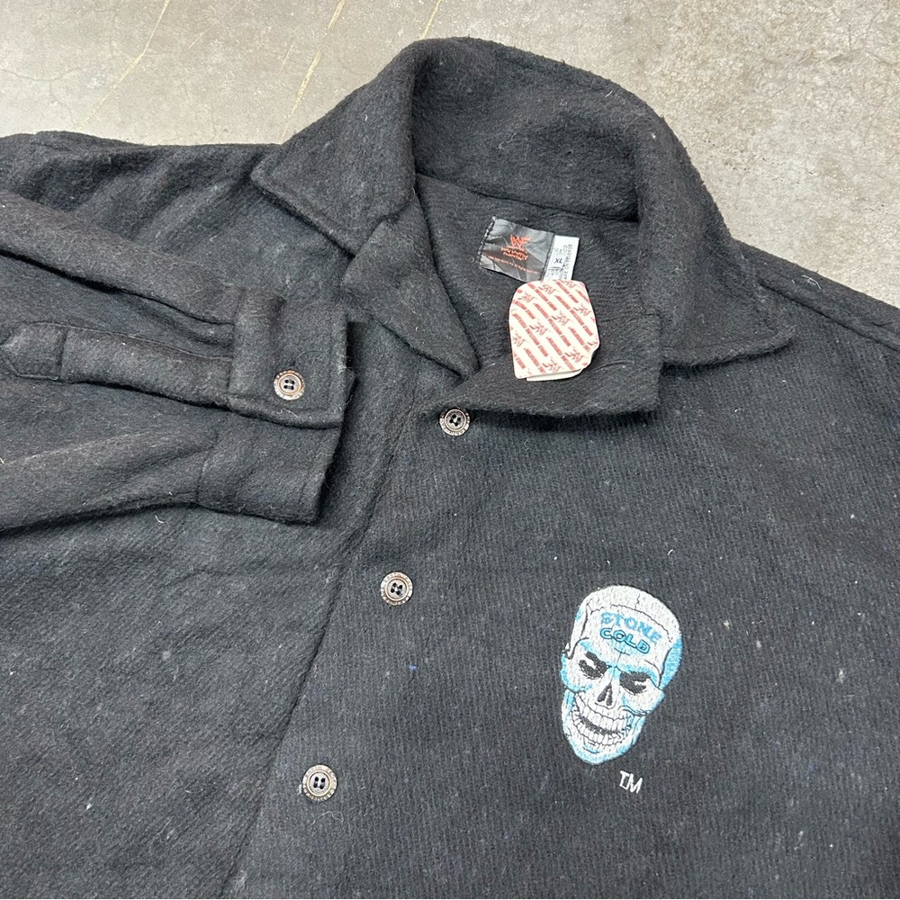 VTG RARE WWF Stone Cold‎ Steve Austin Button Up Jacket Black Men’s XL NWT